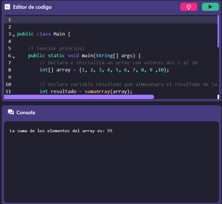 The frontend Java code editor