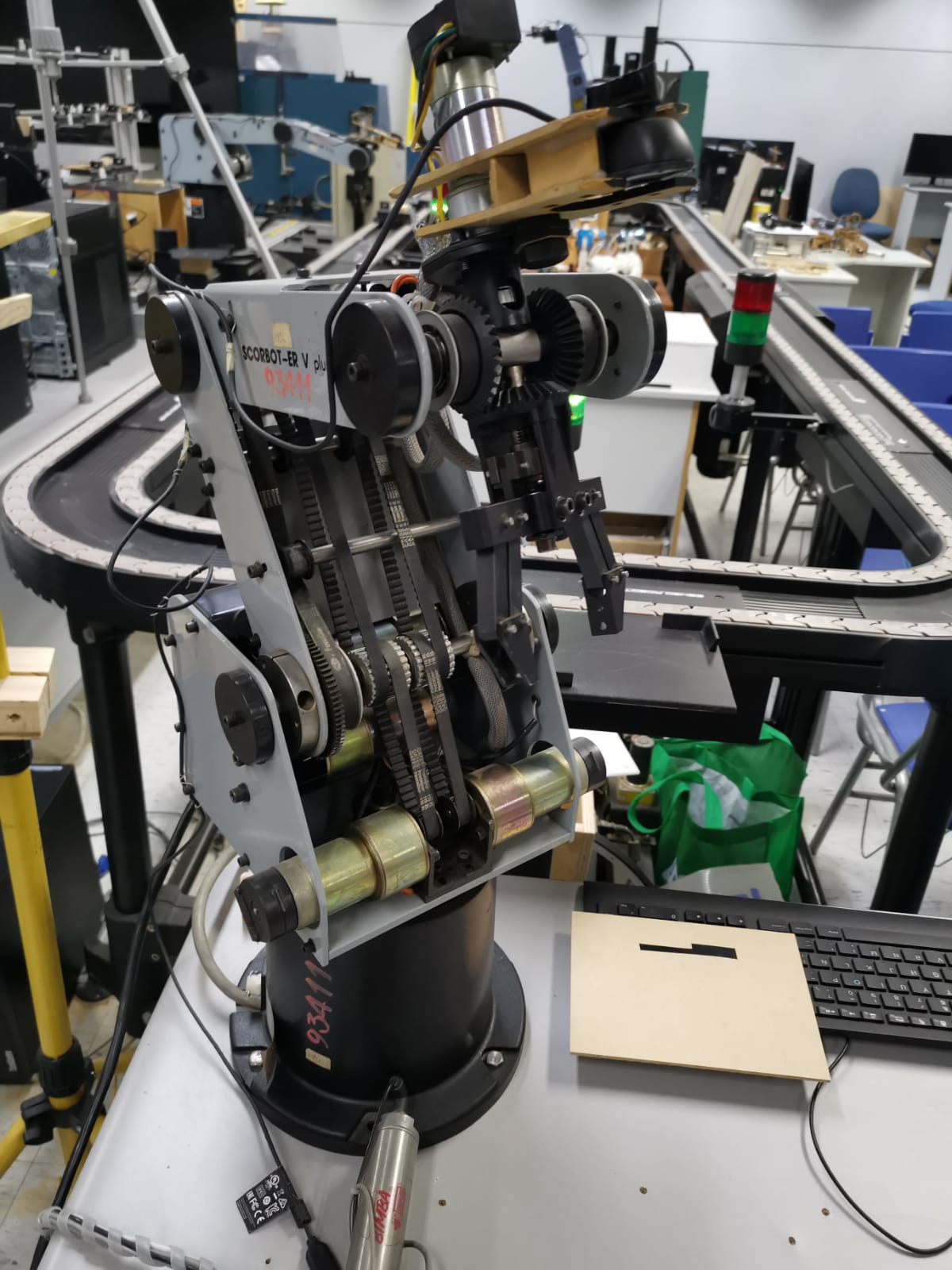 Close-up of the robotic arm's gripper