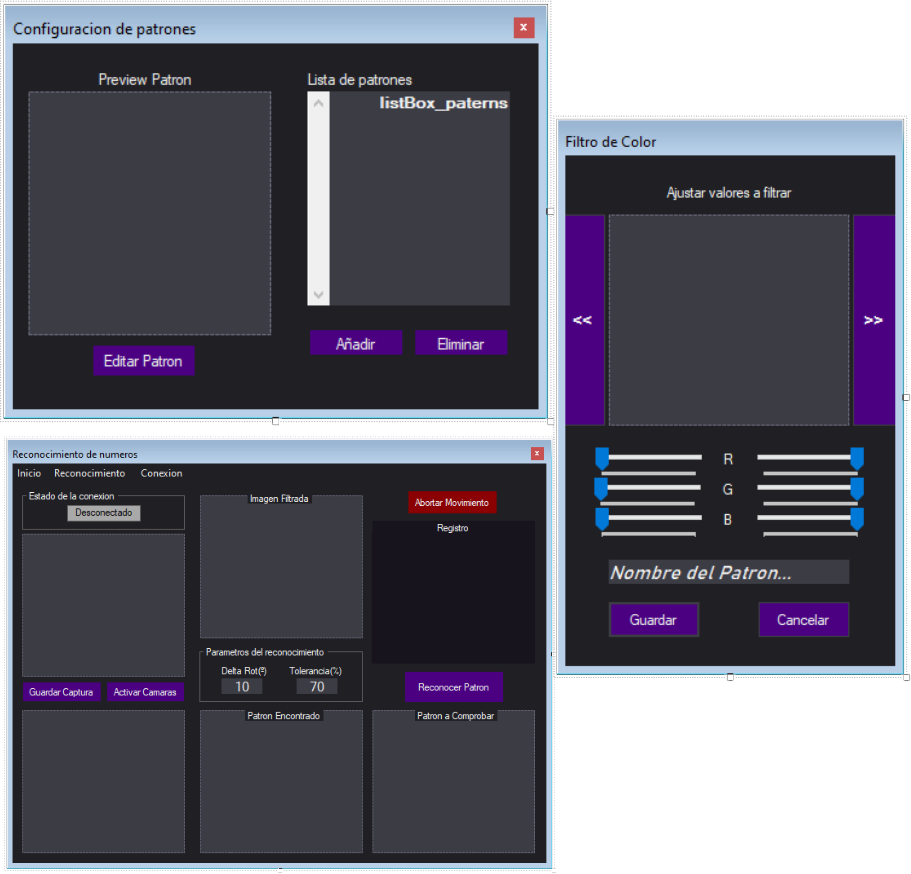 Main UI of the control software