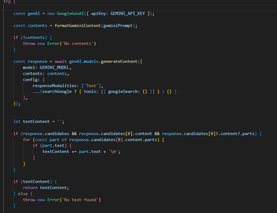 Code for processing AI agent query