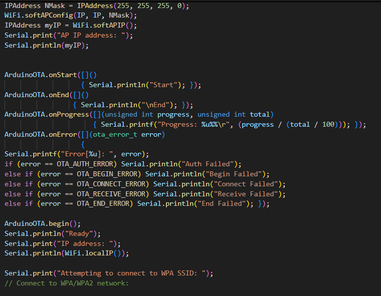 Code for establishing internet connection